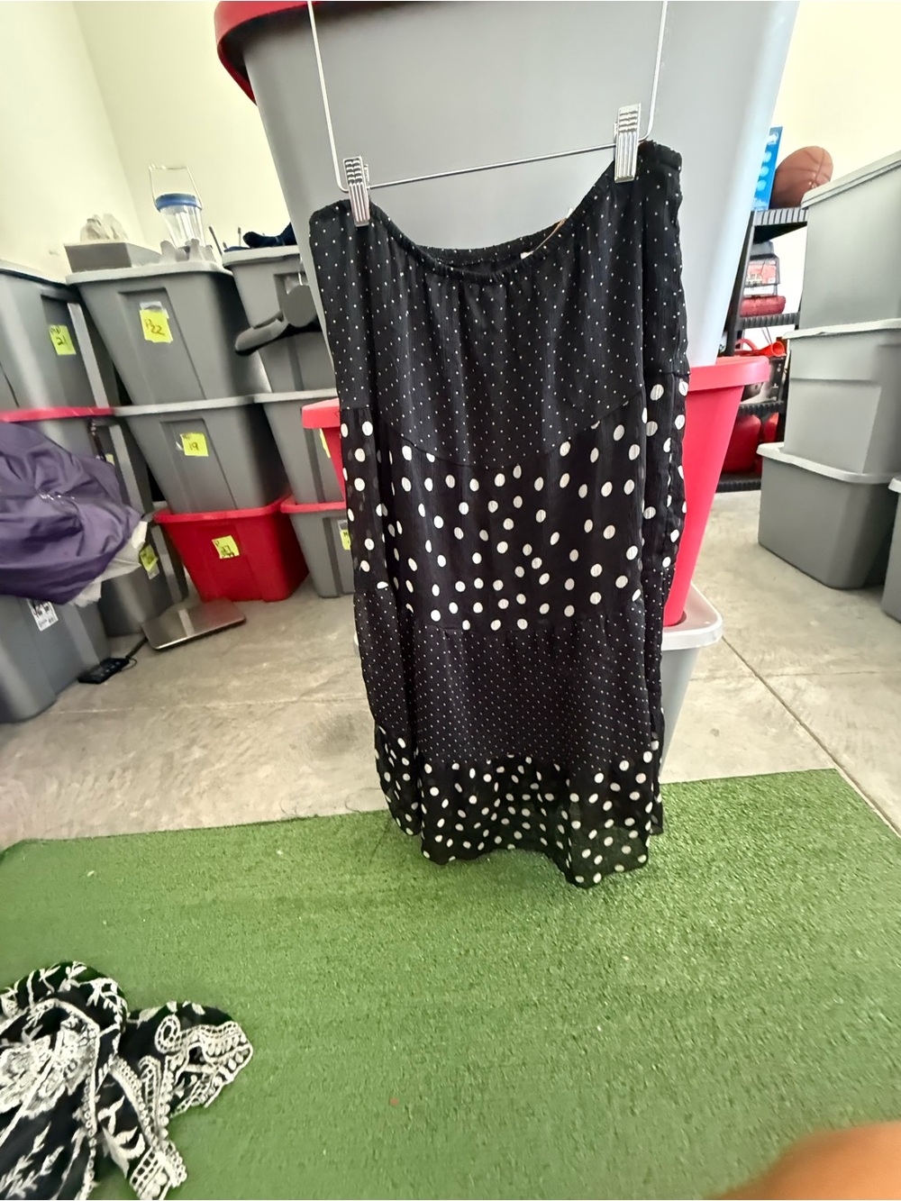 Black Polka Dot Midi Skirt91